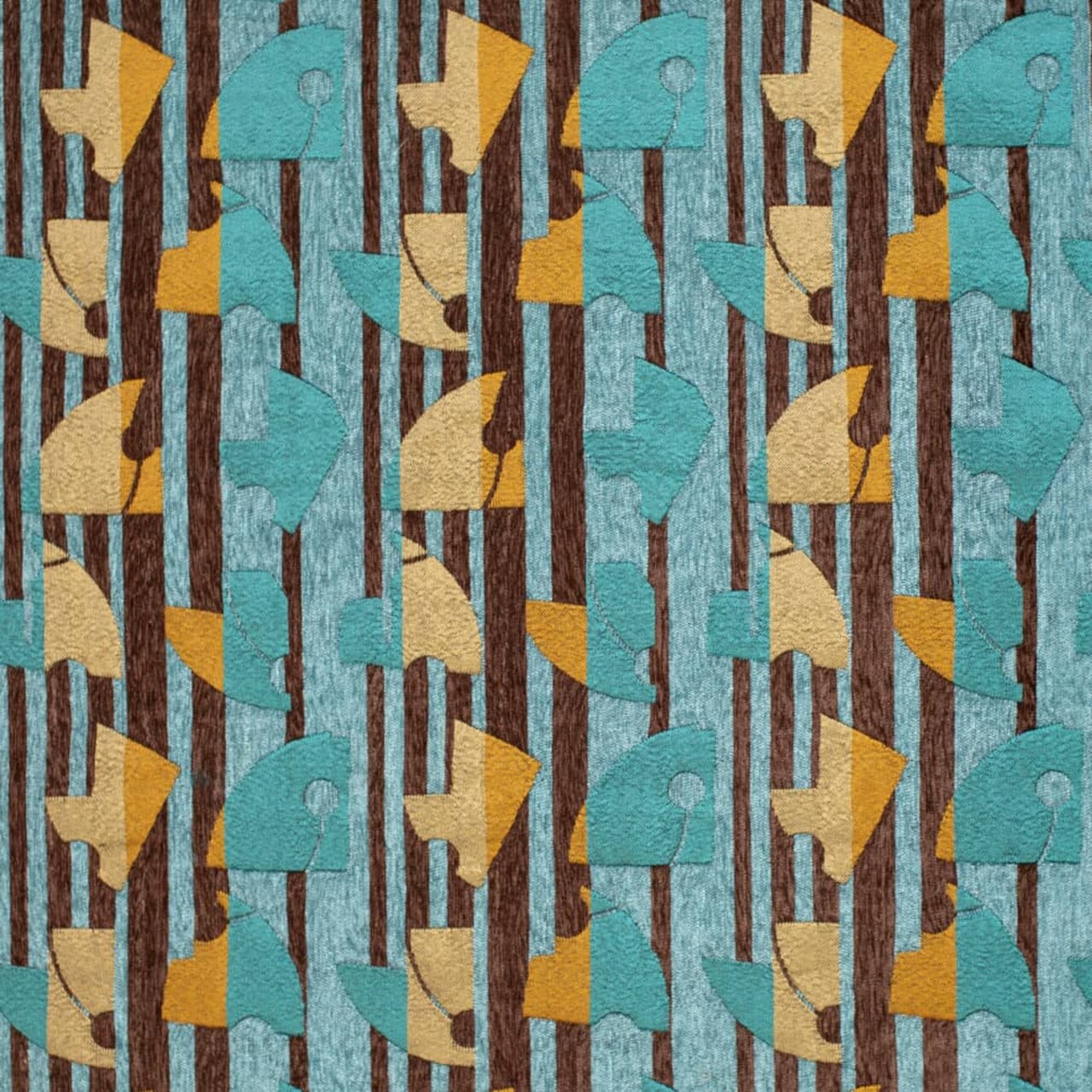 Nova Blue - Aqua Teal,brown Abstract Geometric Upholstery Fabric 54 Inches"